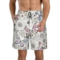 thumbnail image 1 of KLL Vintage Butterflies Men's Casual Summer Beach Shorts Hawaiian Shorts with Pockets-X-Large, 1 of 5