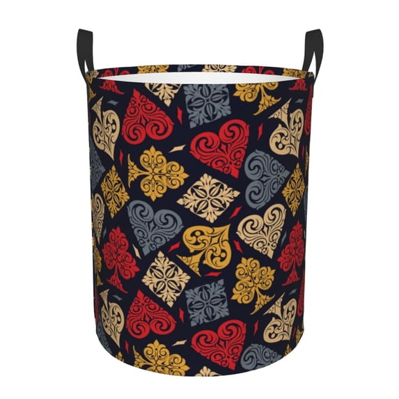 KLL Vintage Card Waterproof Foldable Laundry Hamper Bucket with Handles for Storage Bin,Kids Room,Home Organizer (Small )