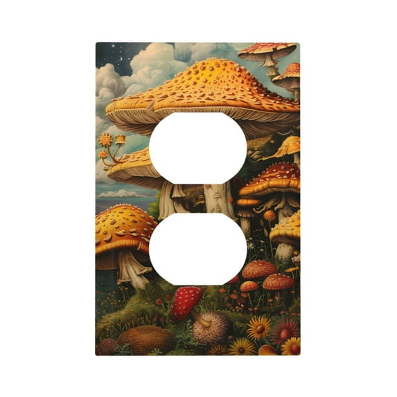 KLL Vintage Cloud Mushroom Pattern Electrical Outlet Covers, 3" x 5" 1 Pack Electric Receptacle Plug Covers for Decorator Receptacle Outlet & Switch-Style S