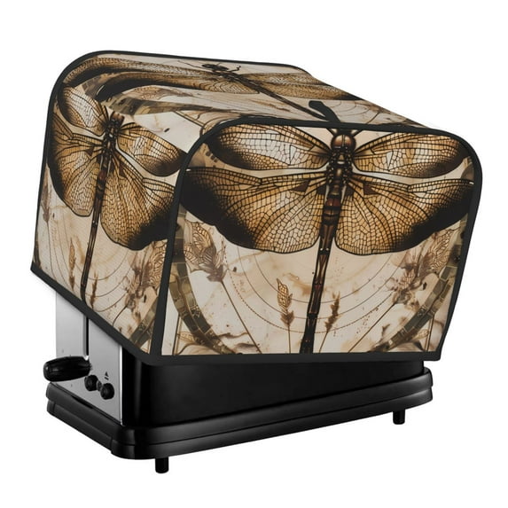 KLL Vintage Dragonfly Artwork Print 4 Slice Toaster Dust Covers Kitchen Small Appliance Cover with 2 Pockets,Can hold Jam Spreader Knife & Toaster Tongs (12.4 x 10.6 x 8.2)