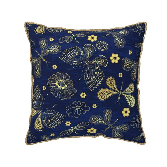 KLL Vintage Golden Butterfly Decorative Throw Pillow Covers Velvet Soft for Couch Sofa Bedroom Living Room Outdoor (No pillow core)- 16"x16"