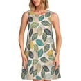 thumbnail image 1 of KLL Vintage Leaves Pattern Womens Summer Dresses 2025,Loose Round Neck Sleeveless Sundresses Tank Dresses with Pockets, 1 of 7