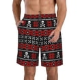 thumbnail image 1 of KLL Vintage Maple Leaf with Skull Pattern Men's Casual Summer Beach Shorts Hawaiian Shorts with Pockets-X-Large, 1 of 5
