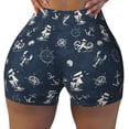 thumbnail image 1 of KLL Vintage Marine Pattern Workout Shorts for Women Scrunch Short Gym Yoga Running Sport Active Exercise Fitness Shorts, 1 of 8
