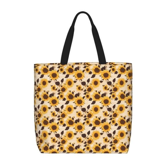 KLL Vintage Plaid Cute Sunflower Pattern Aesthetic Tote Bag for Women Beach Bag Shopping Bags Shoulder Bag Reusable Grocery Bags