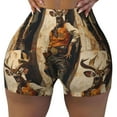 thumbnail image 1 of KLL Vintage Style Elk Pattern Workout Shorts for Women Scrunch Short Gym Yoga Running Sport Active Exercise Fitness Shorts, 1 of 5