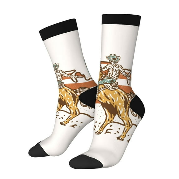 KLL Vintage Wild West Cowboy Print Cool Socks Men's Women's Crew Socks Funny Crazy Novelty Stockings
