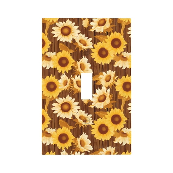 KLL Vintage Wood Grain Sunflower B Pattern Electrical Outlet Covers, 3" x 5" 1 Pack Electric Receptacle Plug Covers for Decorator Receptacle Outlet & Switch-Style T