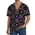 thumbnail image 1 of KLL Vinyl Records Musical Notes Print Men's Shirt Short Sleeve Button Down Summer Cuba Beach Shirts- 3X-Large, 1 of 5