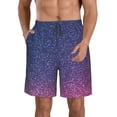 thumbnail image 1 of KLL Violet Glitter Men's Casual Summer Beach Shorts Hawaiian Shorts with Pockets-Small, 1 of 5