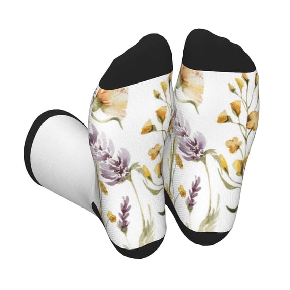 KLL Watercolor Floral Print Cool Socks Men's Women's Crew Socks Funny Crazy Novelty Stockings