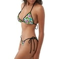 thumbnail image 1 of KLL Watercolor Flowers Print Bikini Set for Women,String Two Piece Halter Top Triangle Bikini Set with Tie Side Bottom Sexy Swimsuit Bathing Suits, 1 of 5