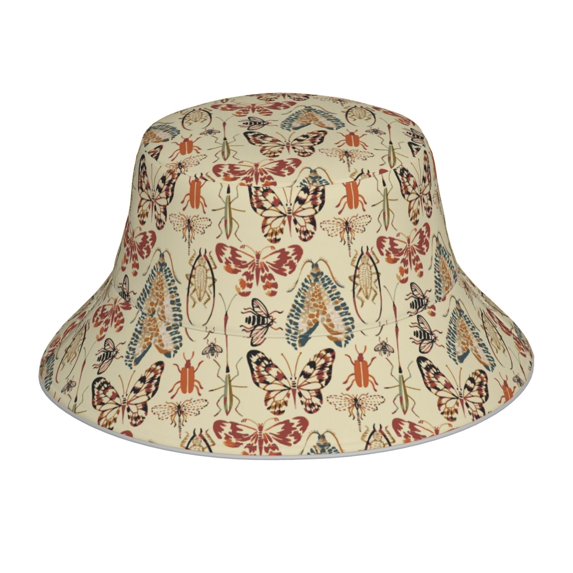 KLL Watercolor Insects Bucket Hat for Women Men Packable Travel Beach Sun Hat Outdoor Rave Accessories Reflective Fisherman Cap