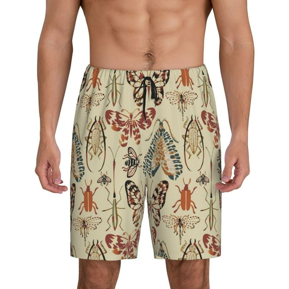 KLL Watercolor Insects for Men's 1-Pack Shorts,Sleep Pajama Shorts for Men Soft Pj Shorts Men's Pajama Bottoms Sleepwear -3X-Large