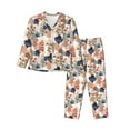 thumbnail image 1 of KLL Watercolor Plants Print Women's Long Sleeve Pajamas with Pants Sleepwear Loungewear 2 Set-Large, 1 of 7
