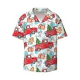 thumbnail image 1 of KLL Watercolor Red Truck And Fir Tree Print Men's Shirt Short Sleeve Button Down Summer Cuba Beach Shirts- 4X-Large, 1 of 7