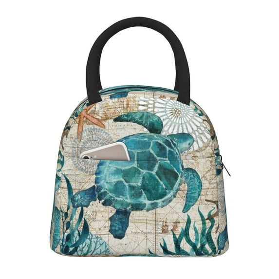 KLL Watercolor Sea Turtle for Insulated Lunch Bag- Leakproof Cooler Tote Bag Organizer for Women & Men - Reusable Lunch Box for Office Picnic Hiking Beach-One Size