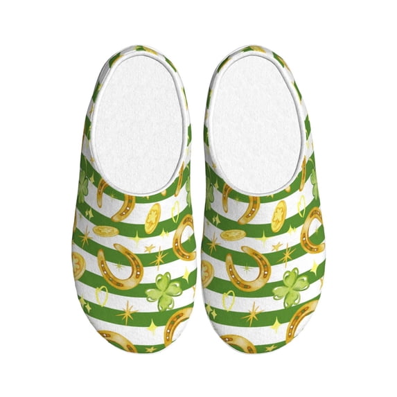 KLL Watercolor St Patrick Day Pattern Adult Unisex Cozy Slippers,Fuzzy Slip-on Slippers TPR Sole Slippers Comfort Plush Home Footwear for Indoor & Outdoor-35/36