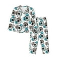 thumbnail image 1 of KLL Watercolor Sunflower Print Women's Long Sleeve Pajamas with Pants Sleepwear Loungewear 2 Set-Small, 1 of 7
