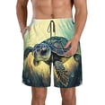 thumbnail image 1 of KLL Watercolor Turtle3 Men's Casual Summer Beach Shorts Hawaiian Shorts with Pockets-3X-Large, 1 of 6