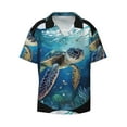 thumbnail image 1 of KLL Watercolor Turtle4 Print Men's Shirt Short Sleeve Button Down Summer Cuba Beach Shirts- Small, 1 of 7