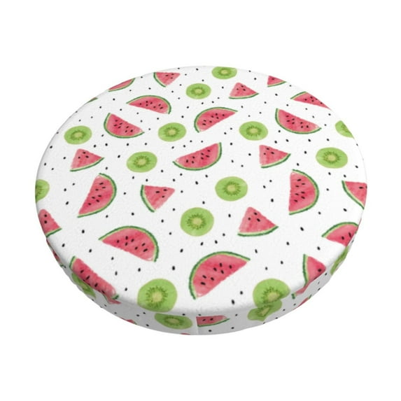 KLL Watermelon And Kiwi Round Bar Chair Cushion Cover 13 inch ,Bar Stool Protector with Elastic, Soft Washable