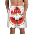 thumbnail image 1 of KLL Watermelon Gnome Men's Casual Summer Beach Shorts Hawaiian Shorts with Pockets-Small, 1 of 5