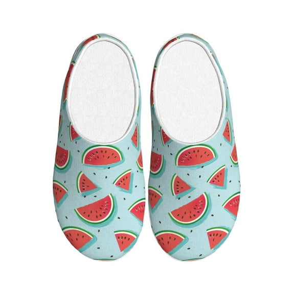 KLL Watermelon Pattern Adult Unisex Cozy Slippers,Fuzzy Slip-on Slippers TPR Sole Slippers Comfort Plush Home Footwear for Indoor & Outdoor-8