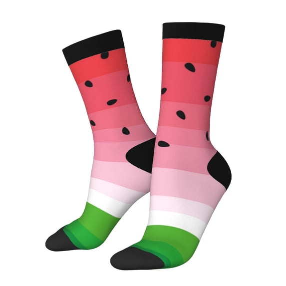 KLL Watermelon Print Cool Socks Men's Women's Crew Socks Funny Crazy Novelty Stockings