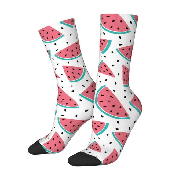 KLL Watermelon Print Cool Socks Men's Women's Crew Socks Funny Crazy Novelty Stockings