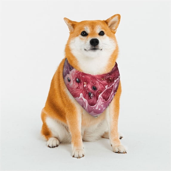 KLL Watermelon Splash Realism Art Dog Bandanas,Triangle Reversible Pet Scarf for Small Medium Large and Extra Large Dogs-Large