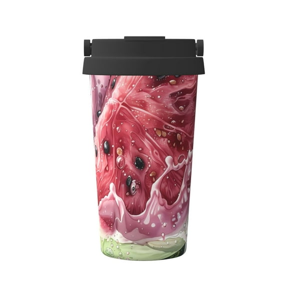 KLL Watermelon Splash Realism Art Pattern Stainless Steel Vacuum Insulated Tumbler - Carry Insulated Coffee Mug - Reusable Insulated Cold Brew Iced Coffee Cup Thermos