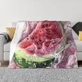 thumbnail image 1 of KLL Watermelon Splash Realism Art Print Fleece Throw Blanket, Horizontal Fleece Bedding Cute Soft Blankets Comfy Fleece Flannel Plush Home Decor for Couch & Bed -50"x40", 1 of 9