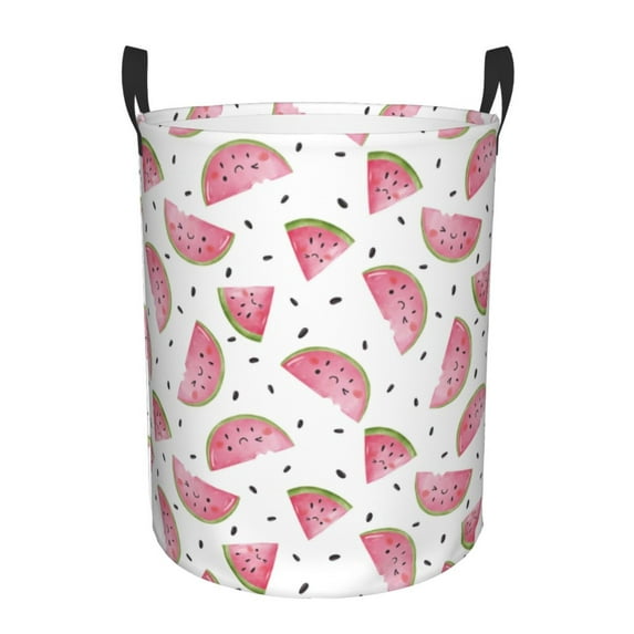 KLL Watermelon Waterproof Foldable Laundry Hamper Bucket with Handles for Storage Bin,Kids Room,Home Organizer (Medium )