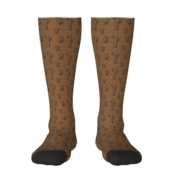 KLL Western Cactus Print Cool Socks Men's Women's Crew Socks Funny Crazy Novelty Stockings