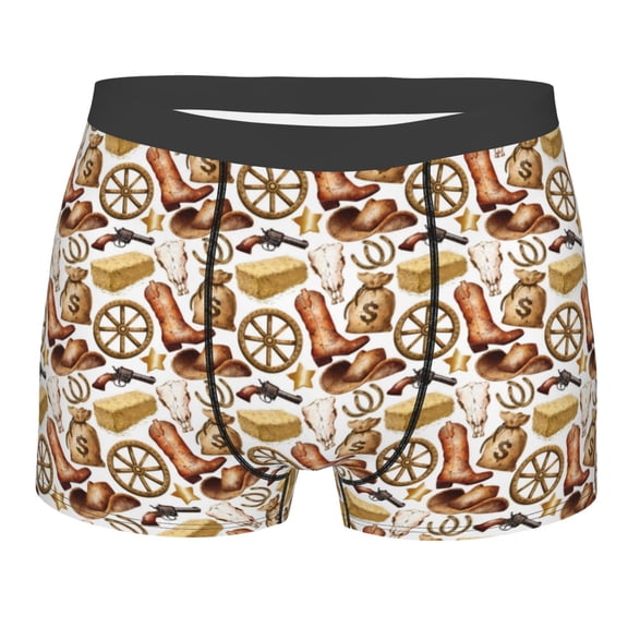 KLL Western Cowboy Men's Cotton Boxer Briefs Underwear-Large