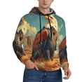 thumbnail image 1 of KLL Western Desert Cactus Bald Eagle Print Mens Hoodie Long Sleeve Casual Pullover Hooded Sweatshirt Fashion Drawstring Hoodies with Pocket-3X-Large, 1 of 6
