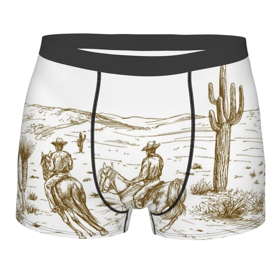 KLL Western Desert Cowboys Men's Cotton Boxer Briefs Underwear-Large