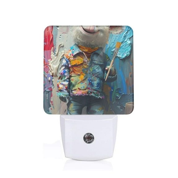 KLL Whimsical Goat Artist for Night Lights,Auto Sensor Night Lamp Plug in Night Light with Dusk-to-Dawn Light Sensor LED Nightlightfor Adults & Kids Room/Bedroom/Hallway