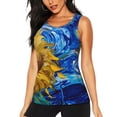 thumbnail image 1 of KLL Whimsical Sunflowers Night Sky Print Womens Tank Top Sleeveless Workout Tops Athletic Running Shirts Yoga Gym Clothes-Medium, 1 of 7