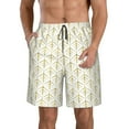 thumbnail image 1 of KLL White And Gold Geometry Men's Casual Summer Beach Shorts Hawaiian Shorts with Pockets-X-Large, 1 of 5