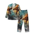 thumbnail image 1 of KLL White And Red Sketch Dragon Sleepwear Mens Flannel Pajamas,Long Cotton Pj Set, 1 of 7