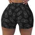 thumbnail image 1 of KLL White Pineapples Pattern Workout Shorts for Women Scrunch Short Gym Yoga Running Sport Active Exercise Fitness Shorts, 1 of 8