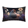 thumbnail image 1 of KLL White Purple Flower Chicken Pattern Silk Pillowcase for Hair and Skin Standard Size 20"X 30" Soft Breathable Pillow Covers for Sleeping, 1 of 6