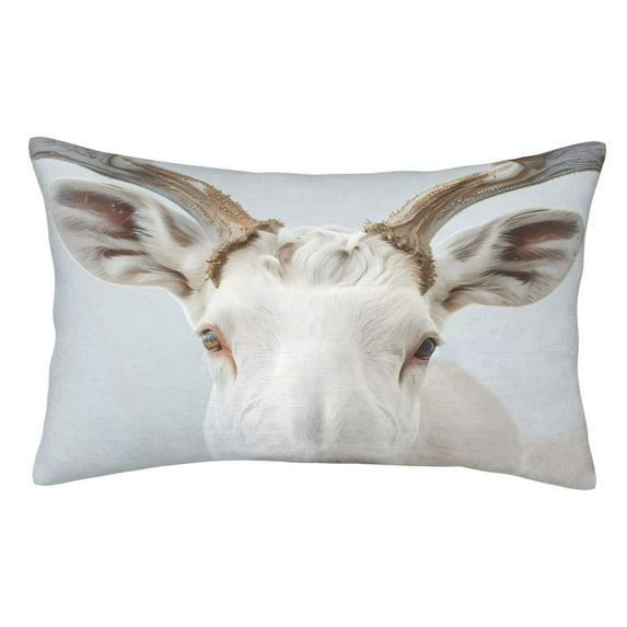 KLL White Reindeer Portrait Pillow Covers Envelope Closure,Super Soft and Cozy Fuzzy Fleece Pillow Case Cover 14"x20"