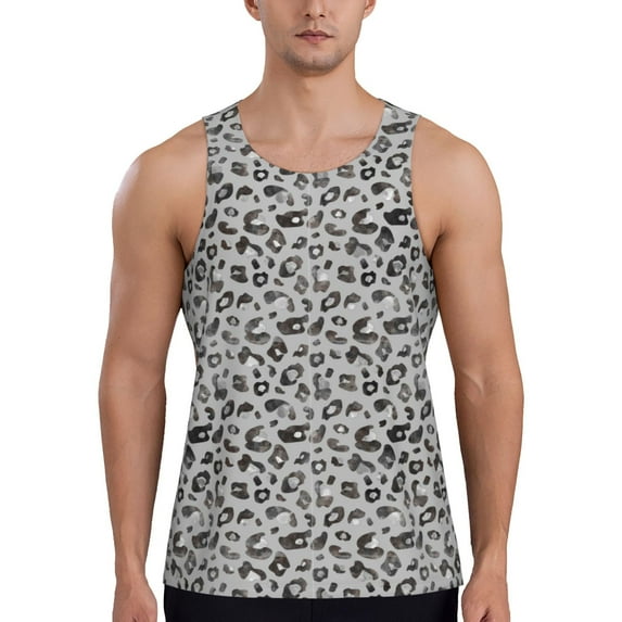 KLL Wild Animal Leopard Print Print Men's Muscle Gym Workout Stringer Tank Tops Bodybuilding Fitness T-Shirts Tank Tops Men-X-Large