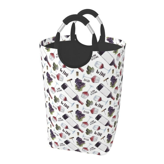 KLL Wine Glasses2 Laundry Hamper,Large Canvas Fabric Lightweight Storage Basket Toy Organizer Dirty Clothes Collapsible Waterproof