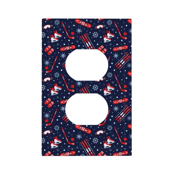 KLL Winter Sports Fun Pattern Pattern Electrical Outlet Covers, 3" x 5" 1 Pack Electric Receptacle Plug Covers for Decorator Receptacle Outlet & Switch-Style S