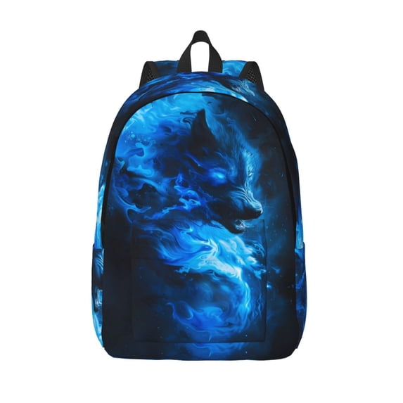 KLL Wolf Print Travel Laptop Backpack - College Backpack Business Work Bag Nurse Bag Casual Daypack for Weekender Business Hiking -Medium