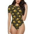 thumbnail image 1 of KLL Women 's Crew Neck Bodysuit Jumpsuits Cute Cartoon Bees Print Short onesies Stretch T Shirts, 1 of 1